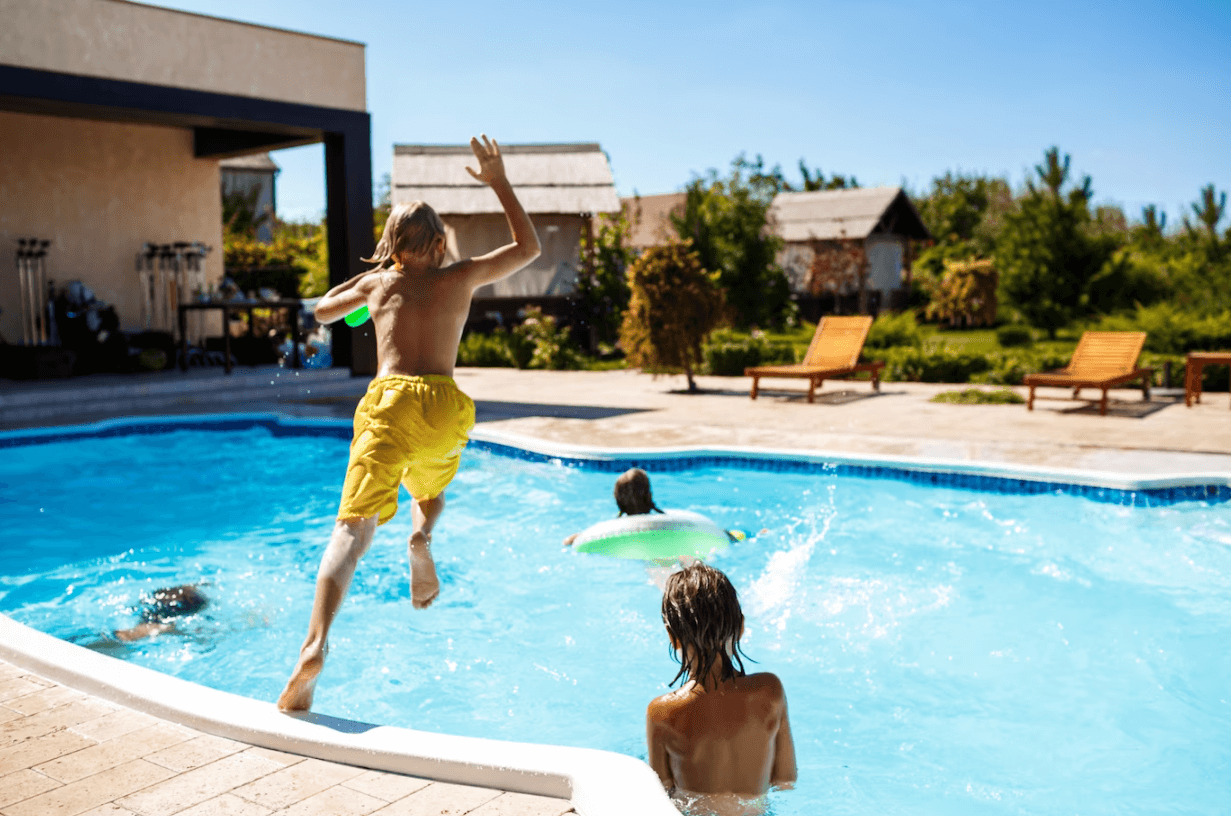 kids play in pool