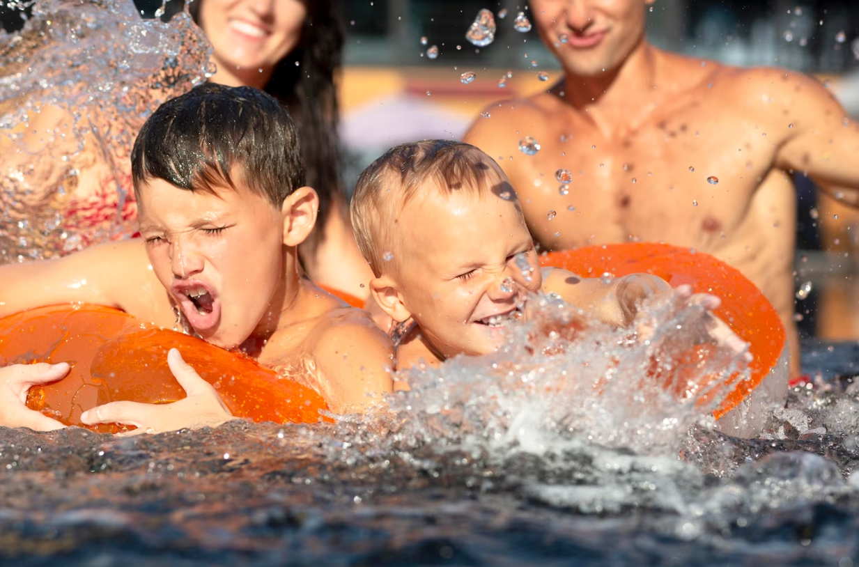 kids enjoy with swimming