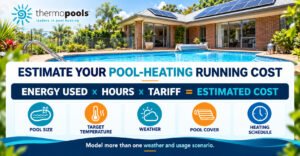 Factors and formula used to estimate pool-heating running costs